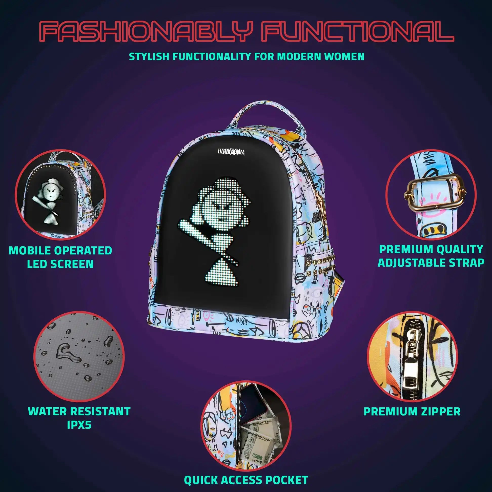 Image of Dazz Roll Women LED Backpack