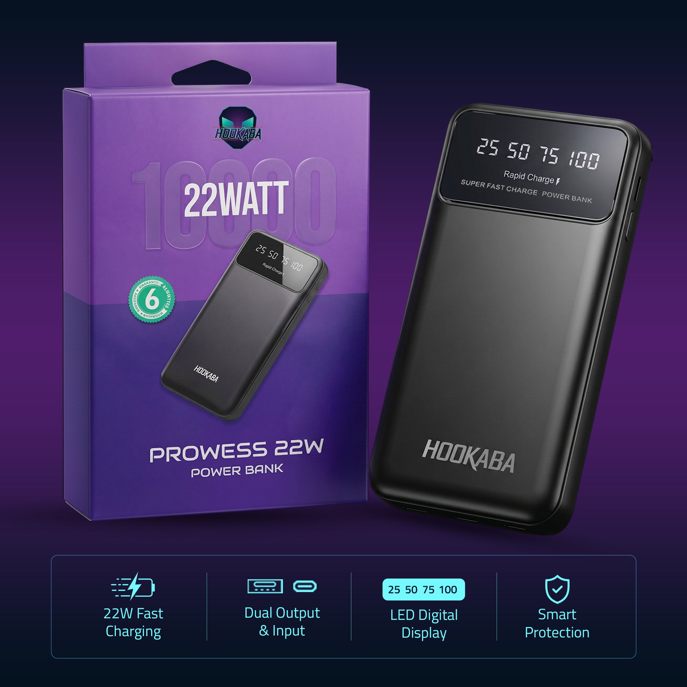 Image of Hookaba Power Bank 22W 10000mAh Fast Charge