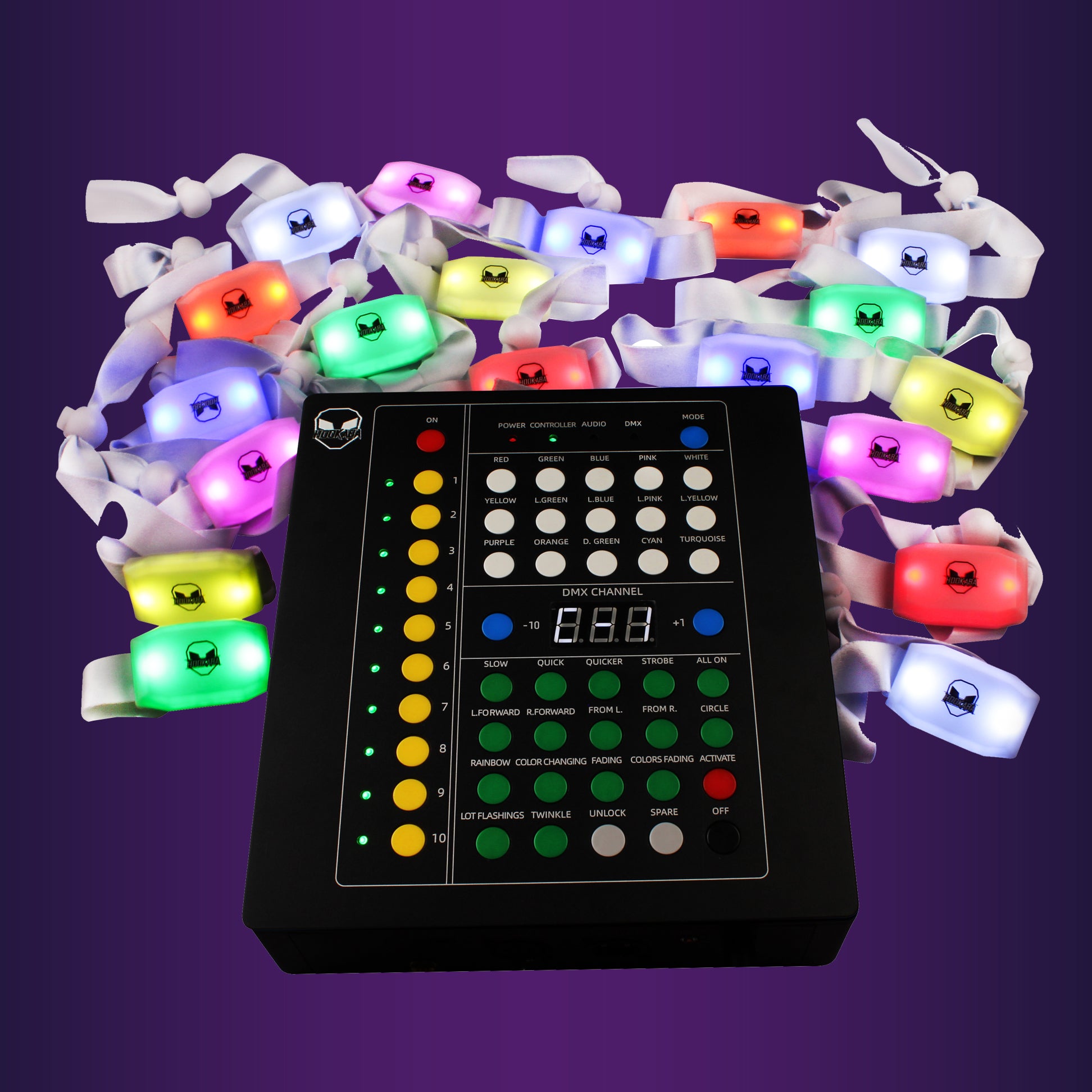 Image of DMX-Controlled Adjustable Strap LED Wristbands (Xylobands)