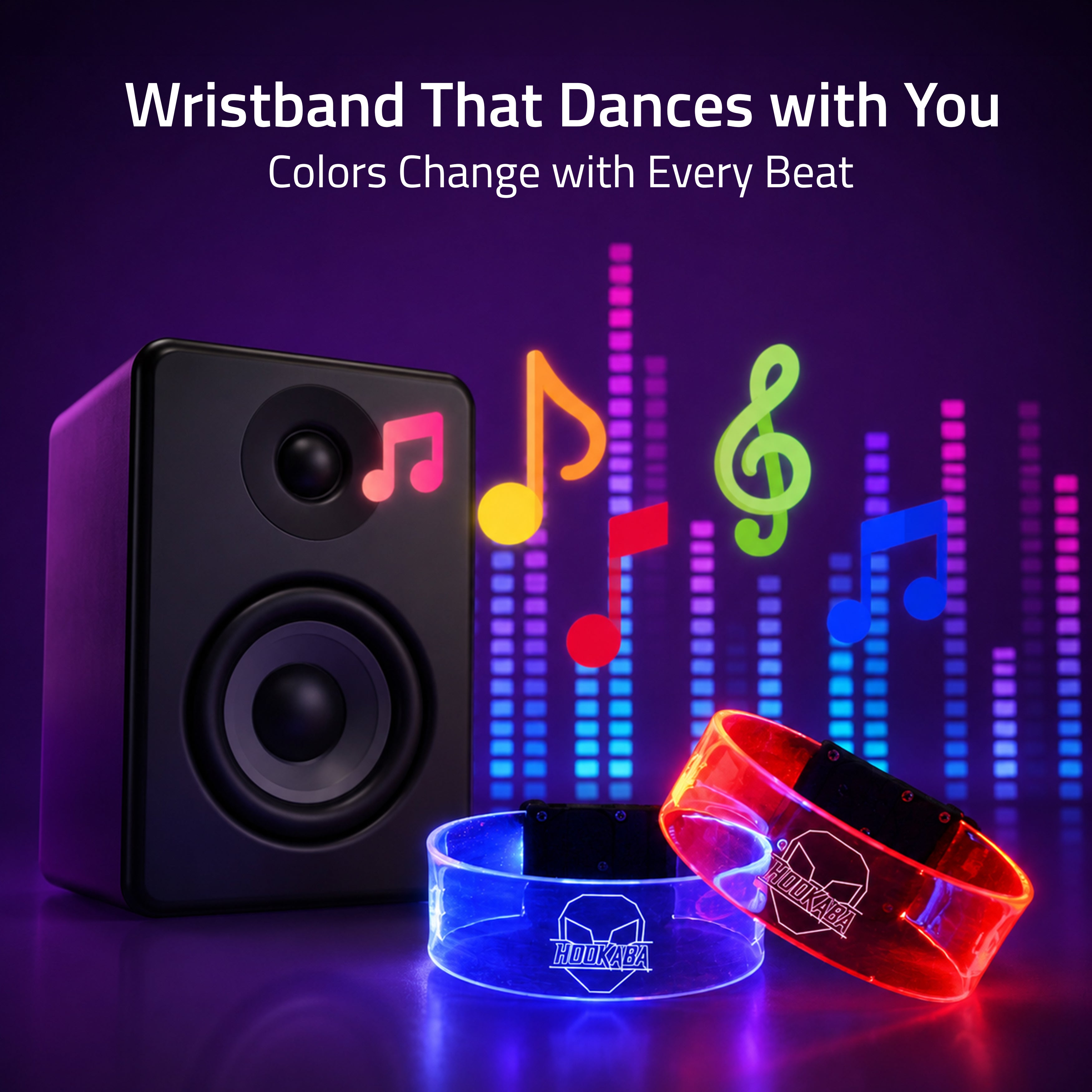 Image of Music Sensing Transparent LED Wristbands (Xylobands)