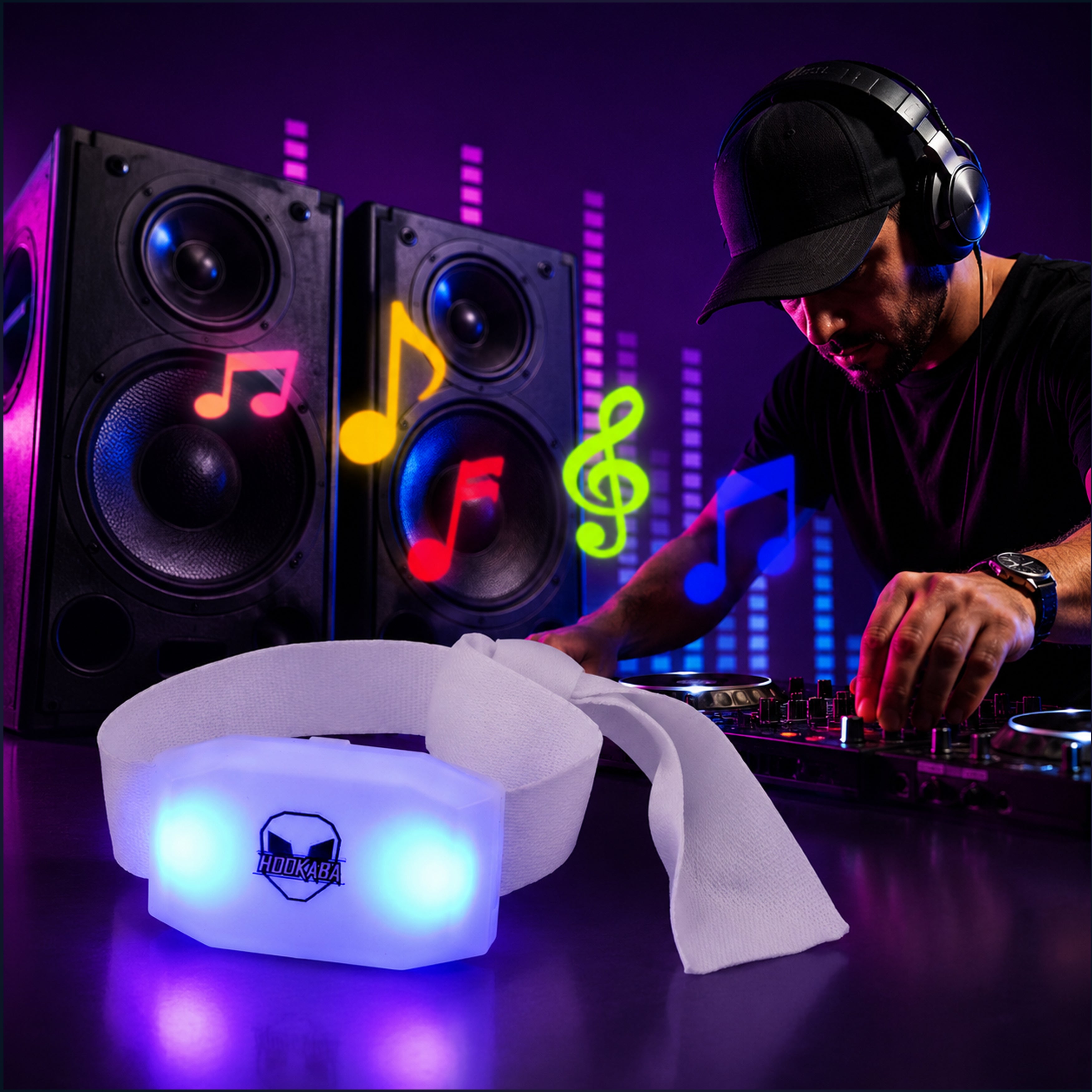 Image of Music Sensing Adjustable Strap LED Wristbands Xylobands