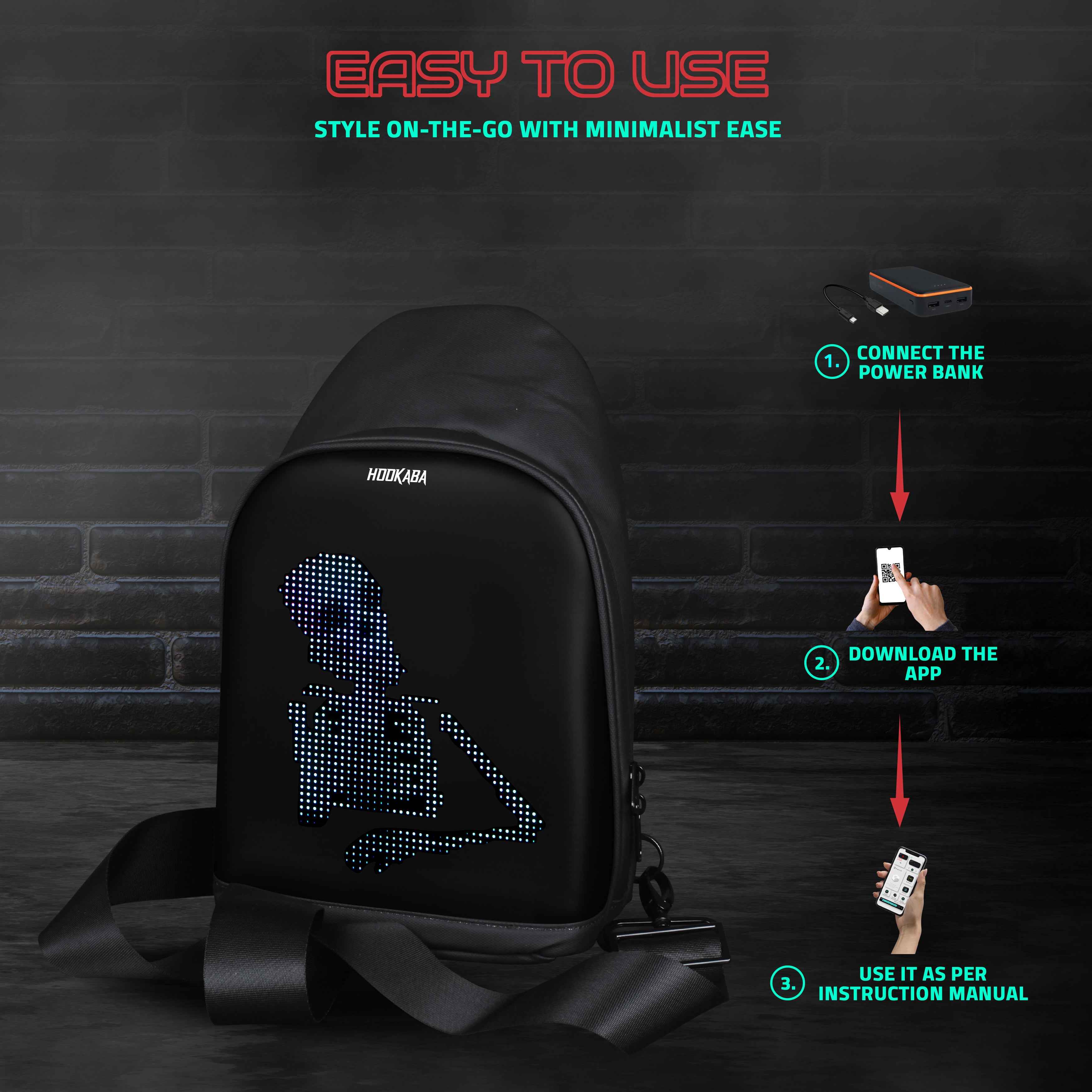 Image of LED Sling LED backpack - Hookaba