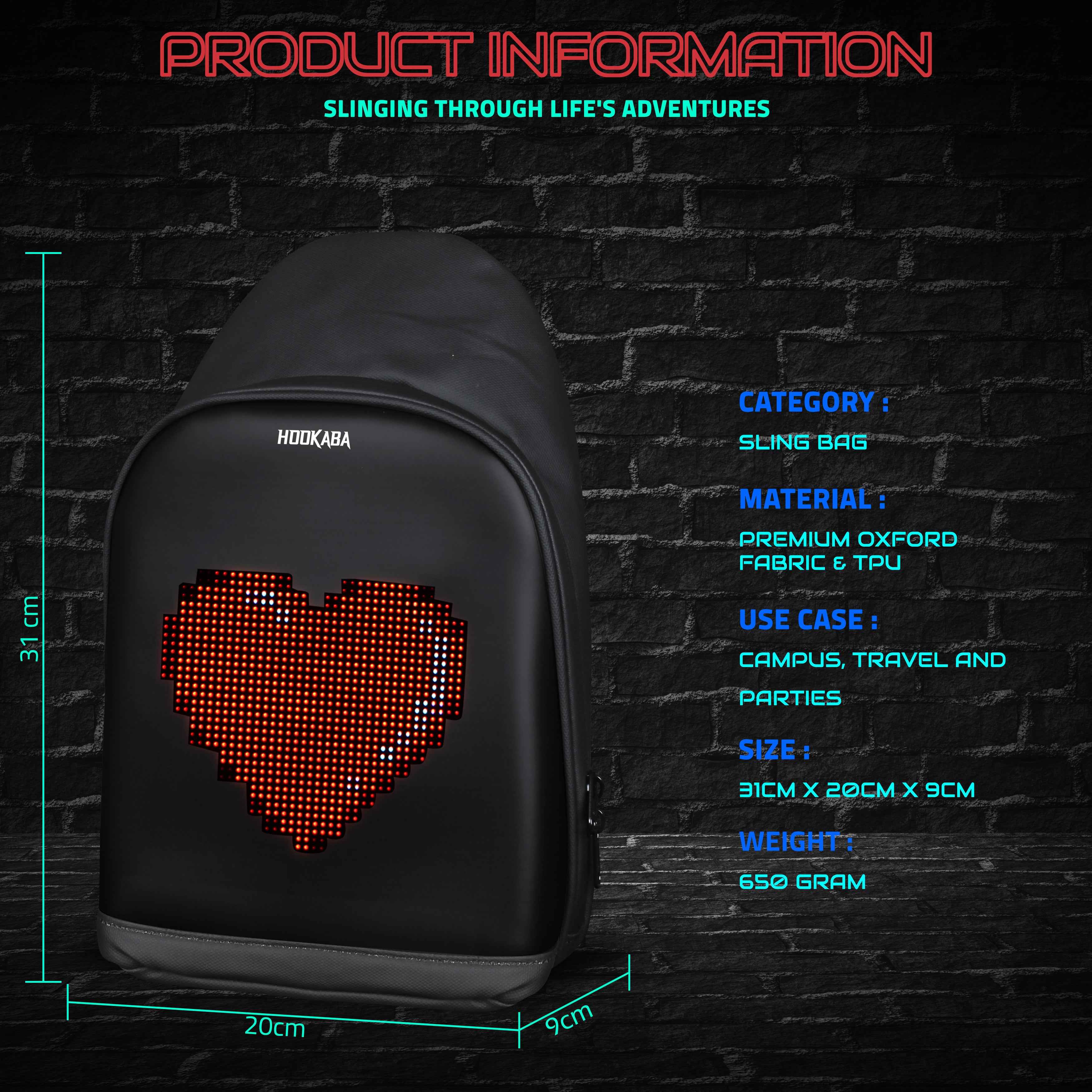 Image of LED Sling backpack - Hookaba