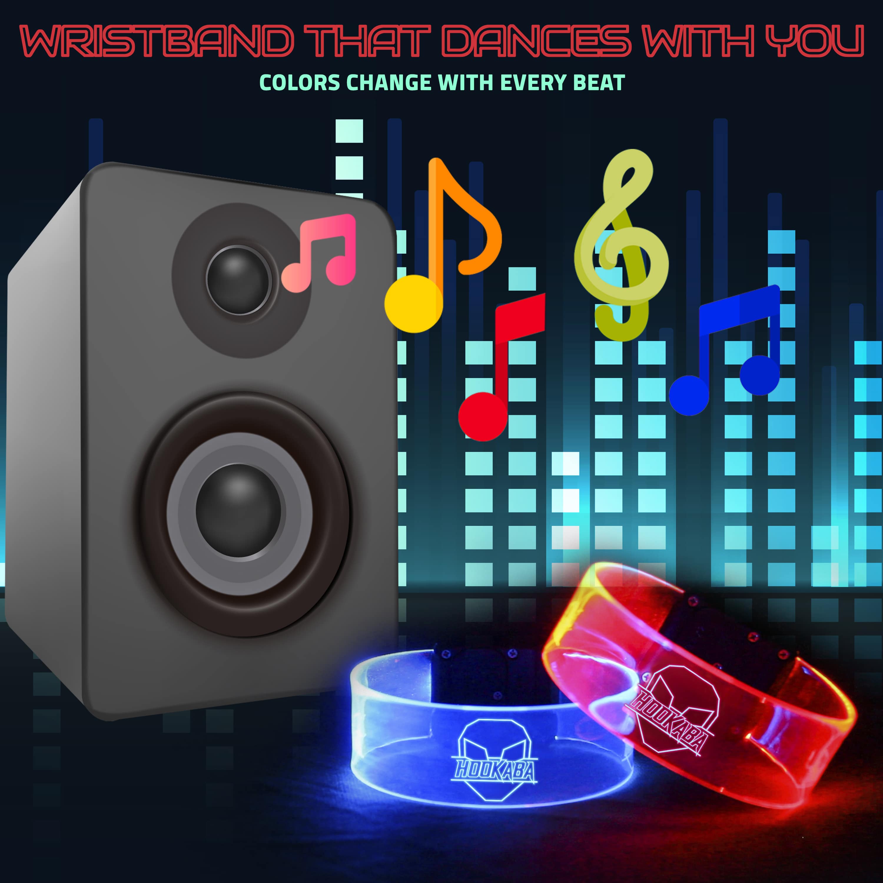 Image of TPR MATERIAL-TRANSPARENT BANDS MUSIC SENSING LED wristbands - Hookaba